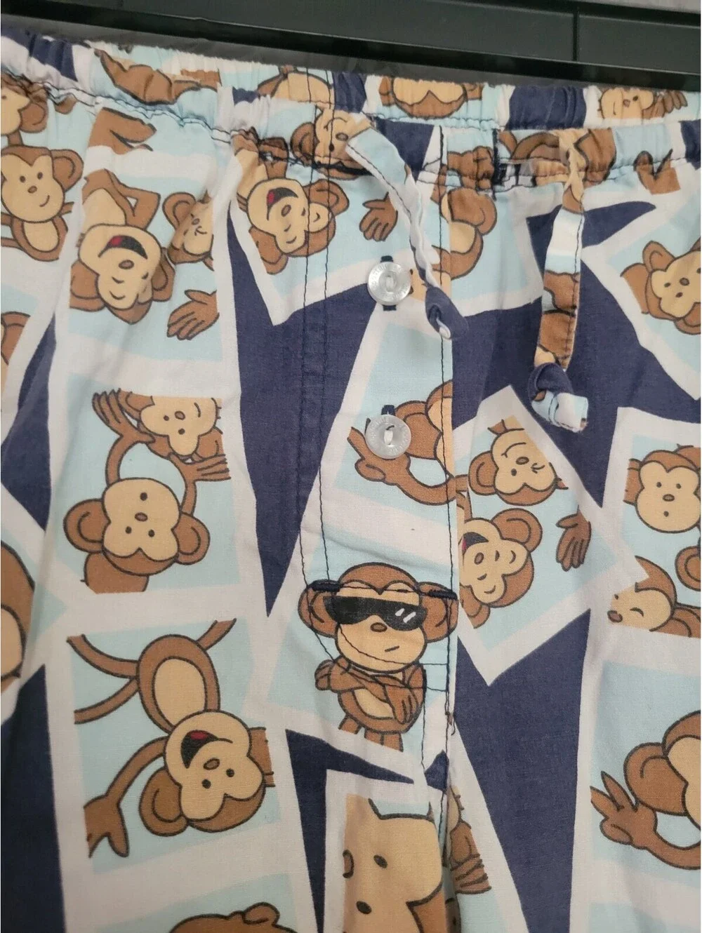 Vintage Aeropostale Pajama Pants Mens M Blue Monkey Print Lounge Sleep Y2K